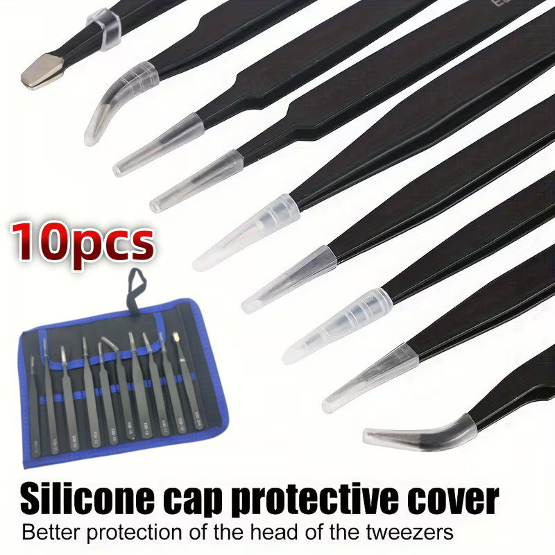 Diy Electronics Art - 10Pcs ESD Anti‑Static Tweezers Set Stainless