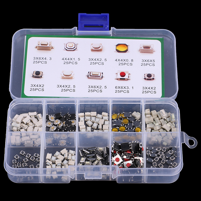 Diy Electronics Button - 250Pcs/Set 10 Types Tactile Push Button