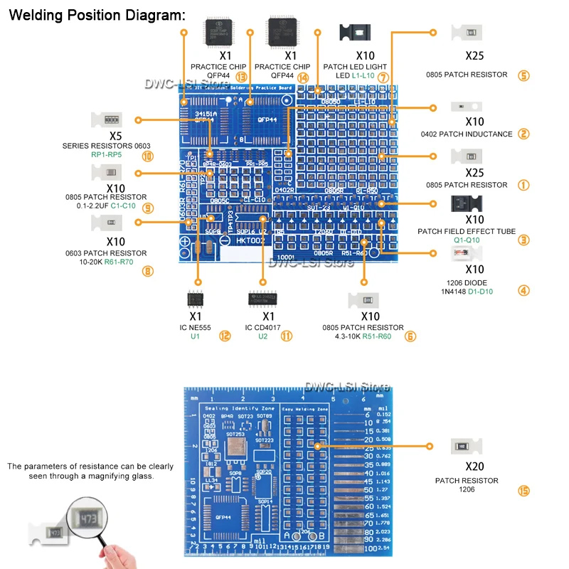 SMD/SMT Components Soldering P - Diy Electronics Components Kit ulasan dan harga