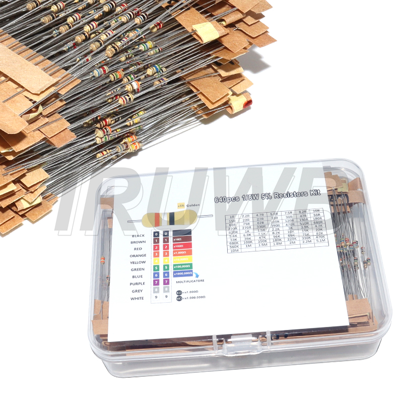 640pcs 64 Values 1R - 10MR 0.1 - Resistor Kit 1 4W ulasan dan harga