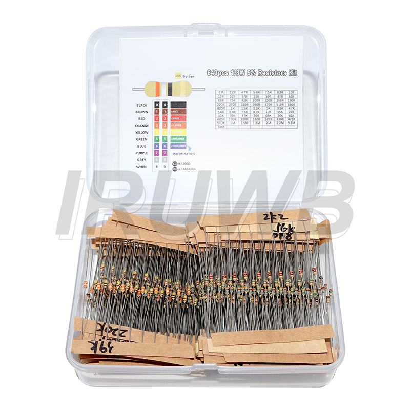 640pcs 64 Values 1R - 10MR 0.1 - Resistor Kit 1 4W ulasan dan harga