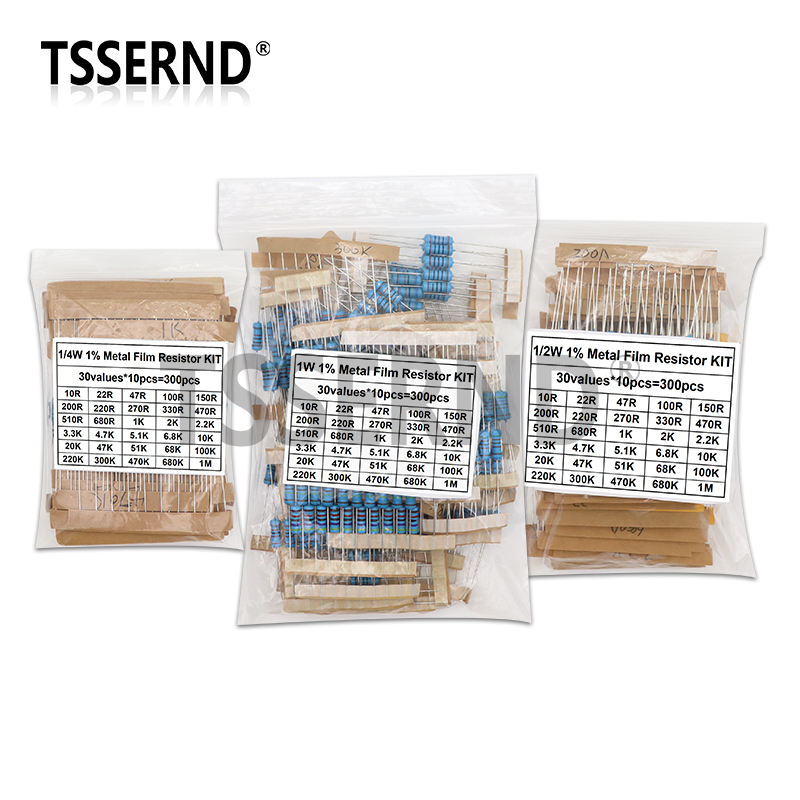 300PCS 1/4W 1/2W 1W 1% Metal F - Resistor Kit 1 4W ulasan dan harga