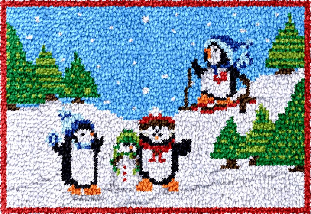 penguins Latch Hook Rug Kits w - Diy Electronics Art ulasan dan harga