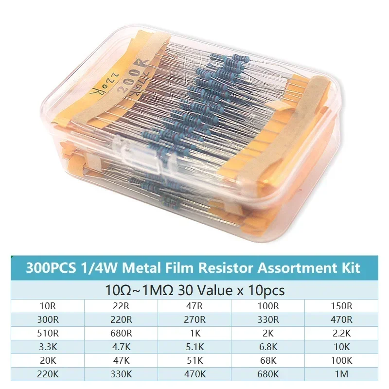 300/600PCS 30Values 1/4W Metal - Resistor Kit 1 4W ulasan dan harga