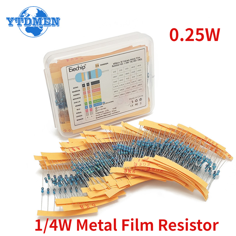 300-600PCS 1/4W Metal Film Res - Resistor Kit 1 4W ulasan dan harga